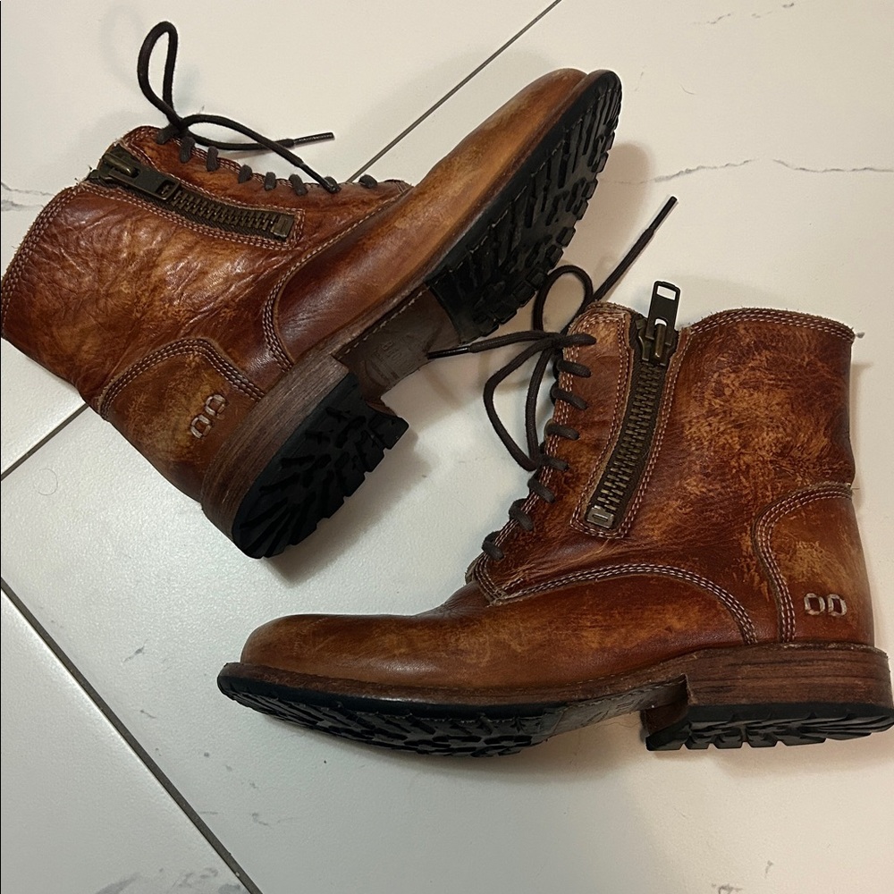 BED|STU ladies 7.5 genuine distressed artisan leather bench made moto boots